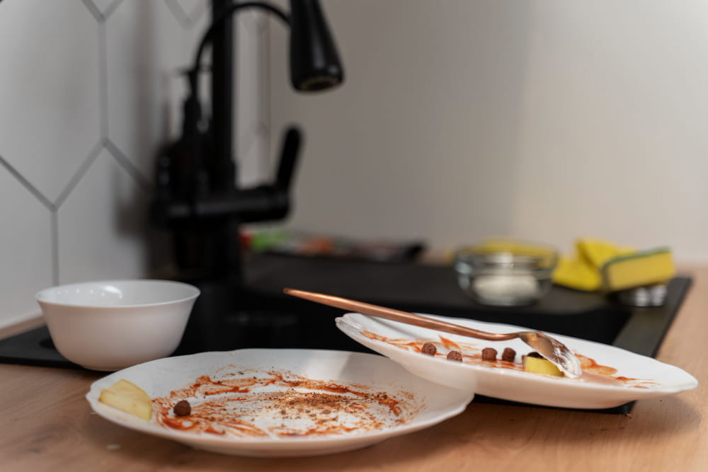 Restos de alimento na cozinha